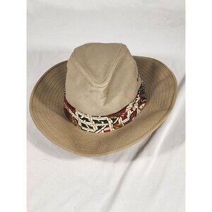 Dorfman Pacific Mens Fedora/Safari Hat VTG Tan USA Made Sz/L